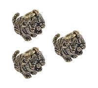 PLAFOPE 3pcs Vintage Brass Key Rings with Lovely Tiger Shaped Charms, Nice Polished and Portable Keychains, Bag Accessory for Everyday Use