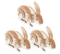 PLAFOPE 3pcs Wooden Rabbit Puzzle Kit for Adults DIY Animal Model for Coloring and Painting Easy Assembly Sturdy Craft for Creative Family Fun and Home Decoration