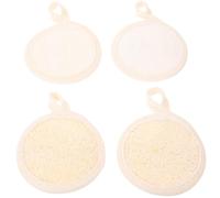 PLAFOPE 4 Pcs Facial Scrub Pads Exfoliator Lightweight Face Washing Cotton Linen Simple Design for Women Daily Facial Cleansing at Home Use