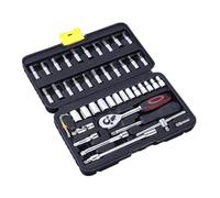 PLAFOPE 46PC Vanadium Steel Ratchet Wrench Socket Combination Set Professional Auto Repair Tools with Portable Case for Mechanics and DIY Maintenance Random Color