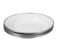 PLAFOPE 4pcs 18cm White Thickened Retro Enamel Plates Set, Round Vintage Snack and Dessert Serving Trays for Home Kitchen and Party Use