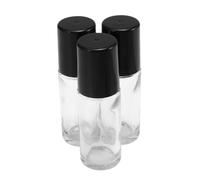 PLAFOPE 4pcs 30ml Roll-on Bottles Empty Refillable Essential Oil Bottles Portable Subpackaging with Black Glass for Travel Aromatherapy Deodorant