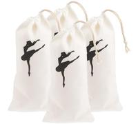 PLAFOPE 4pcs Ballet Shoe Bag Canvas Drawstring Bag Wear-Resistant Large Storage Space Dance Practices Assorted Color 13x27cm