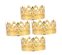 PLAFOPE 4pcs Crown Toppers Crown Princess Cake Topper Elegant Golden Iron and Tin Material Meticulously Crafted Safe and Reliable Decoration for Bridal Showers and Parties