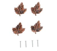 PLAFOPE 4pcs Drawer Pulls Cabinet Handles Zinc Alloy Maple Leaf Design Red Bronze Finish Comfortable Hold Smooth Surface for Closet and Kitchen Cabinet Doors