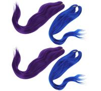 PLAFOPE 4pcs Easy-to-use Braids Wigs Yaki Texture Braiding Hair Pre-stretched Braids Easy Hair Extensions Long Heat-resistant Blue Synthetic
