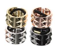 PLAFOPE 4pcs Hair for Women and Teens Small Ponytail Holders with Chic Alloy Design in Gold Silver Rose Gold and Gun Black Stylish Hair Accessories for Daily Wear Parties and Sports