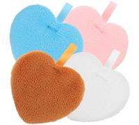 PLAFOPE 4Pcs Heart Shaped Cotton Powder Puff Portable Makeup Accessories for Soft Skin Friendly Remover Pads for Foundation Blush Concealer and Loose Powder Application