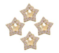 PLAFOPE 4pcs Hip Hop Mouth Grill with Hollow Star Design Golden Rhinestone Teeth Caps for Costume Parties Halloween and Daily Wear Nonpermanent Sparkly Tooth Jewelry Accessory
