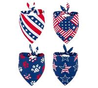 PLAFOPE 4pcs Independence Day Themed Pet Bandanas for Dogs and Kittens, Triangle Polyester Scarf Set, Comfortable and Decorative for Daily Life and Photo Taking