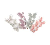PLAFOPE 4pcs Lace Butterfly Coil Hair Ties with Pearl Accents Spiral Elastic Telephone Cord Scrunchies for Women and Colorful Ponytail Holders Elegant Headbands for Everyday and Formal