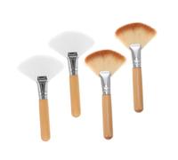 PLAFOPE 4pcs Makeup Brush Set Fan Shape Blush Brush Soft Wood Nylon Bristles for Highlighter Blush