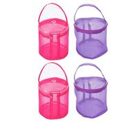 PLAFOPE 4PCS Mesh Crochet Yarn Storage Bags Handle Small Portable Knitting and Crochet Organizer for Yarn Balls Breathable Wool Carrying Bags for Travel and Sewing Accessories, Purple and