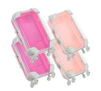 PLAFOPE 4pcs Mini Eyelash Suitcase Organizer Transparent Plastic Lash Storage Holder for False Lashes and Makeup Accessories Portable Compact Container for Travel and Parties