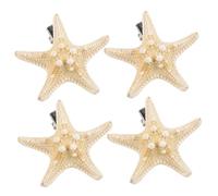 PLAFOPE 4pcs Natural Handmade Five Pointed Sea Star Hair Clips Beach Hairpins for Women Unique Color and Mix Elegant Summer Hair Accessories for Parties and Gatherings Random Color