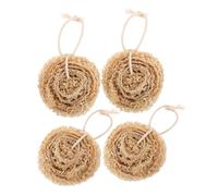 PLAFOPE 4pcs Natural Loofah Dishwashing Sponge Scrubbers Brown Eco-Friendly Dish Scrubber Sponge Set Can Be Hung Easy to Store for Kitchen Cleaning