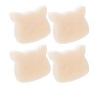 PLAFOPE 4pcs Reusable Facial Wash Sponge for Sensitive Skin, White Devilstongue Cat-Shaped Bath Sponge for Deep Cleansing and Removing Dead Skin, for Dorms and Bathrooms
