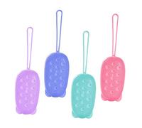 PLAFOPE 4pcs Silicone Bath Towel Double Sided Body Scrubbers Handheld Bath Scrubber Accessories Power
