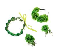 PLAFOPE 4pcs St Patricks Day Hair Accessories Set for - Green Floral Fabric Headbands, Leaf Hair Comb, Clip, and Hairband for Holiday Parties and Irish Festival Celebration
