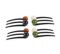 PLAFOPE 4pcs U-shaped French Hair Pin Combs Bun Makers with Green and White, Coffee and Black Beads for Women’s Updo Hairstyle and Wedding Hair Accessories