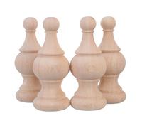 PLAFOPE 4pcs Unfinished Wood Finials Decorative Bed Post Finial and Railing Caps for Stairs Made from Natural Wood with Khaki Finish, Enhancing Stability and Aesthetic Appeal