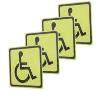 PLAFOPE 4pcs Wheelchair Accessible Parking Sign Stickers Yellow Disability Guide Decals for Cars and Assistive Devices Easy Apply Handicap Symbol for Reserved Spaces