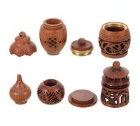 PLAFOPE 4pcs Wooden Diffuser Cage Pendants Openable Essential Oil Diffuser Necklace Charms With Blessing Words Chinese Hollowed Pendant For Craft Keychains Car Aroma Accessory