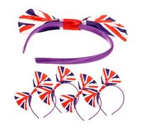 PLAFOPE 4sets Union Jack Headband England Flag Bow Queens Headband G.b Flag Boppers Large Bow Hair Band Hair Accessory British Themed Party 5pcs*4