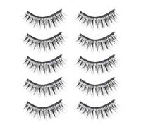PLAFOPE 5 Pairs Artificial Fiber False Eyelashes Waterproof Not Easy to Deform Not Easy to Break Black Realistic Makeup Eyelash Decor for Women Daily Wear