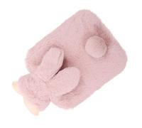 PLAFOPE 500ml Pink Rabbit Shaped Hot Water Bottle with Plush Cover, Soft PVC Material, Warms Hands and Belly, for Travel and School Use, Cute and Adorable Design