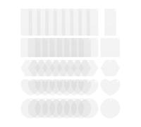 PLAFOPE 50pcs Acrylic Keychain Blanks Square Hexagon Round Heart Shapes DIY Sublimation Blanks Hole for Custom Name Tags and Ornaments