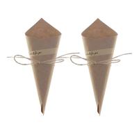 PLAFOPE 50pcs DIY Handmade Bouquet Packaging Cones in Khaki Paper with Smooth Surface, Vintage Style Paper Cone Wrappers for Wedding and Retirement Wrapping