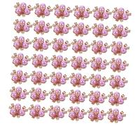PLAFOPE 50pcs Flatback Rhinestone Pearl Flower Charms for Jewelry Making DIY Craft Embellishments for Hair Accessories Clothing Bags Bridal Headpiece Decorations with Dazzling Shine