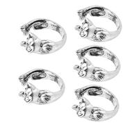 PLAFOPE 5pcs Adjustable Cat Shaped Crochet Rings Open Loop Yarn Guide Knitting Accessories for Left Right Hand Prevent Blisters and Yarn Knots Creative Decorative Thimble for DIY Craft
