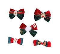 PLAFOPE 5pcs Christmas Bow Hair Clips Festive Girl Hair Accessories for Parties School and Special Occasions Includes Dark Green Deep and Colors