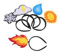 PLAFOPE 5pcs Funny Creative Party Hair Accessories Flame Water Drop Sun Cloud Crystal Shaped Soft Felt Flame Headband for Boys and Girls Adults Birthday Festival Party Decorations