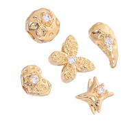 PLAFOPE 5pcs Handmade Jewelry Accessories Beads Earrings Star Pendant Charm Necklace Spacer Star Charms for Bracelets Butterfly Pendant Bracelet Spacers Copper Golden