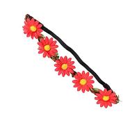 PLAFOPE 5pcs Hawaiian Sunflower Flower Hair Wreath Headband Bohemian Style Party Garland Accessory for Beach Theme Events Festive Decorations Realistic and Lifelike Design Red