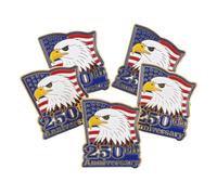 PLAFOPE 5pcs Independence Day Lapel Pin Patriotic Brooch for Men Lightweight Zinc Alloy Badge Pin for Fourth of July Party Favor 250th Anniversary Celebration