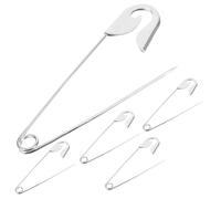 PLAFOPE 5pcs Large Metal Laundry Safety Pins Nickel Plated Clothes Fixing Pins for Dry Cleaning and Fastening Decorative Laundry Essentials
