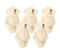 PLAFOPE 5Pcs Mini Bear Doll DIY Craft Accessories Pearl Velvet Jointed Bears for Clothes Scarves Hats and Backpack Decoration