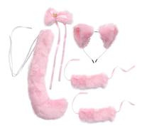 PLAFOPE 5pcs Plush Fox Ears and Tail Cosplay Accessories Kit for Holiday Parties and Masquerade, Comfortable Simulation Plush Fabric, for Female Friends and Daughters Style