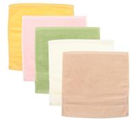 PLAFOPE 5Pcs Soft Cotton Towels Absorbent Square Handkerchiefs for Newborns and Breathable Face Wipes for Bath and Drooling Compact Portable Multipurpose Essentials in Mixed Colors
