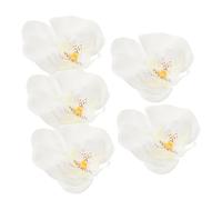 PLAFOPE 5pcs White Fake Blossom Head Artificial Pink Phalaenopsis Orchids for Diy Flower Arrangement Clip-on Flowers Head Decor