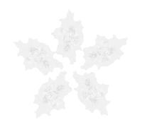 PLAFOPE 5pcs White Flower Embroidered Appliques Lightweight Lace Mesh Tulle Embellishments for Wedding Dresses Bridal Gowns Party Outfits and Craft Sewing Projects
