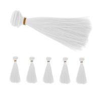 PLAFOPE 6 Pcs Straight Synthetic Doll Wigs White DIY Wig Making Supplies High Temperature Fiber Soft for Doll Rerooting Crafting and Figurine Hair Extensions