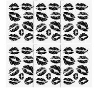 PLAFOPE 6 Sheets Lip Print Temporary Tattoo Stickers for Adults Realistic Black Decorative Body Art Decals Safe Skin-friendly Fake Lips for Valentine Day and Gothic Style