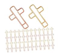 PLAFOPE 60pcs Cross Shaped Metal Paper Clips Cute Bookmarks for Christian Journaling Bible Study Supplies Paper Clamps for Organizing Documents and Planners