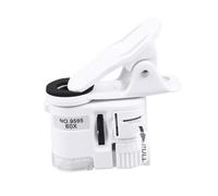PLAFOPE 60x Portable Mobile Phone Clip Microscope with LED Light Mini High Magnification Magnifying Glass for Phone Camera White Light Compact for Travel and Close-Up Photography