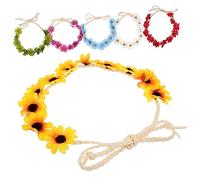 PLAFOPE 6pcs Bohemian Floral Headband Sunflower Hair Accessories for Women Beach Festival Charming Colors